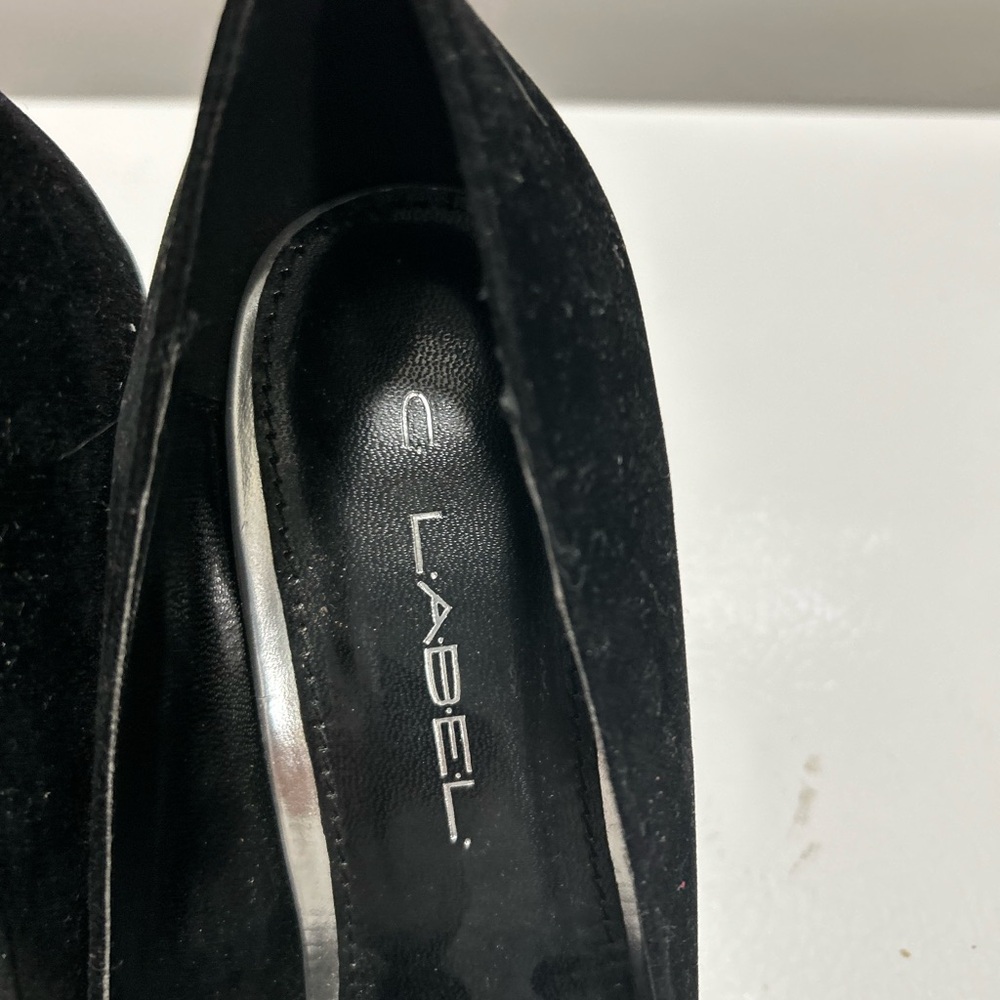 C Label Black Suede Pointed Toe Pump